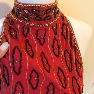 Ecote Mock Turtle Neck Beaded Sleeveless Top